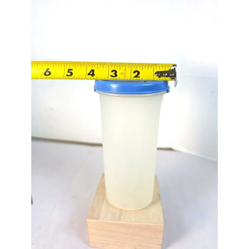 Vtg Tupperware Modular Mates 1641 Round Cylinder Container 22oz Sheer Blue Lid